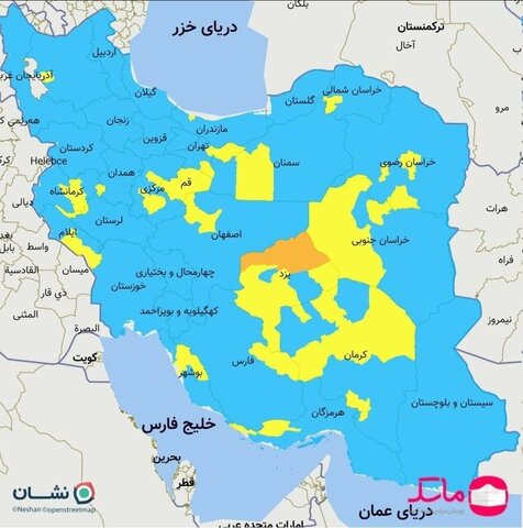 عقب نشینی رنگ قرمز از نقشه کرونایی کشور