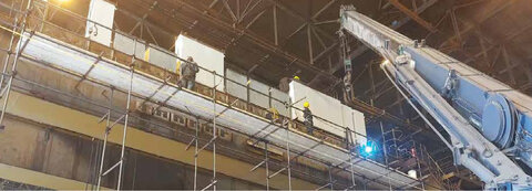 اجرای موفقیتآمیز بزرگترین عملیات تعمیرات اساسی و بهینهسازی جرثقیلهای سقفی در ناحیه نورد سرد جرثقیل سقفی نورد سرد