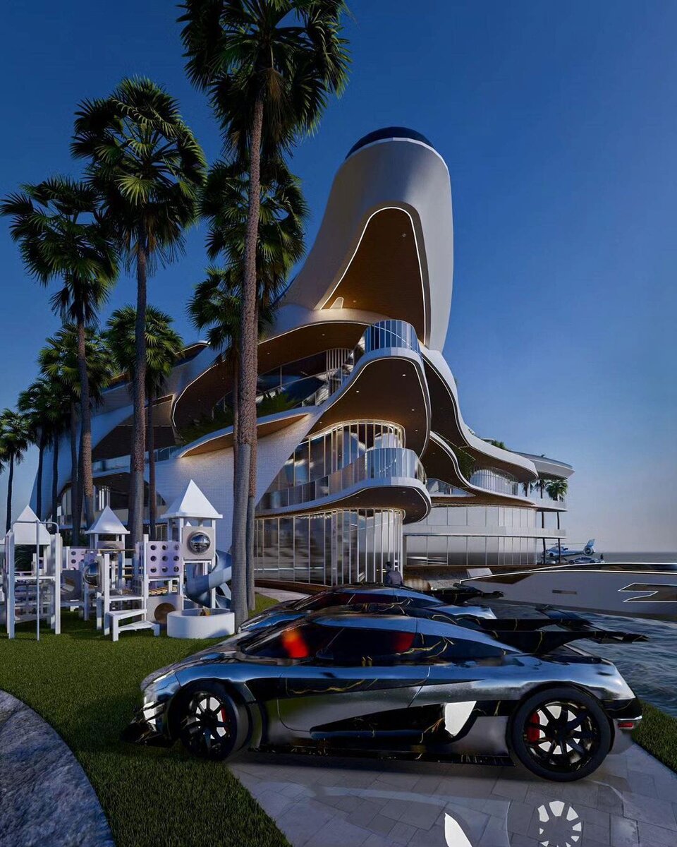 کانسپت عمارت خیرهکننده بزرگترین فوتبالیست تاریخ/ زندگی شاهانه لیونل مسی در میامی