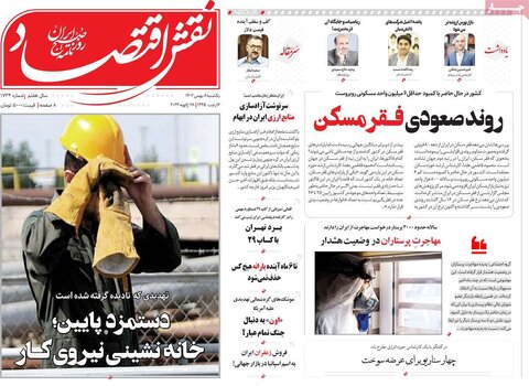 صفحه اول روزنامه‌های اقتصادی ایران یکشنبه 8 بهمن