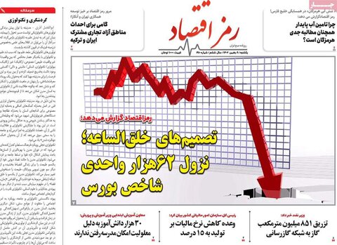 صفحه اول روزنامه‌های اقتصادی ایران یکشنبه 8 بهمن