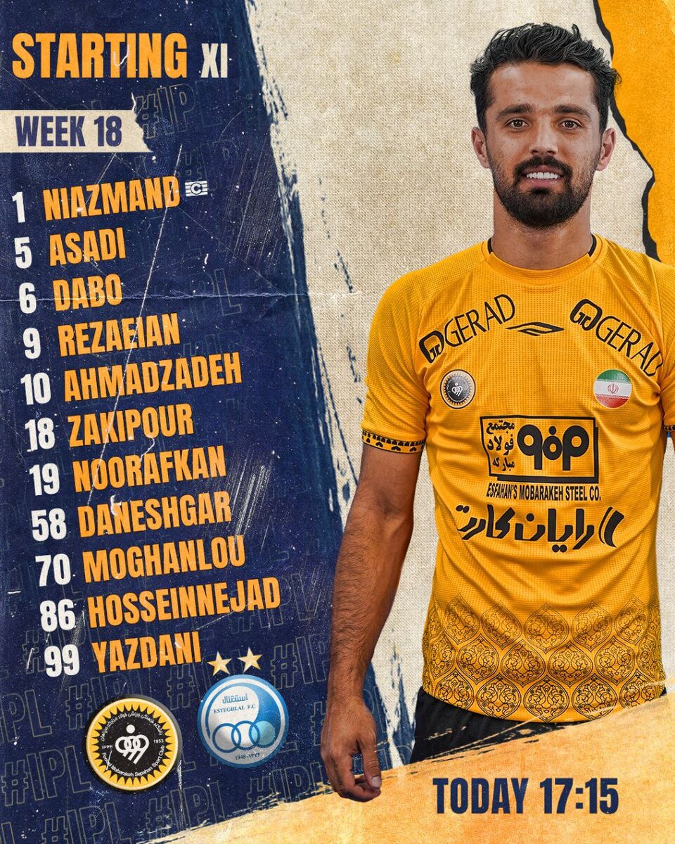 ترکیب سپاهان مقابل استقلال اعلام شد