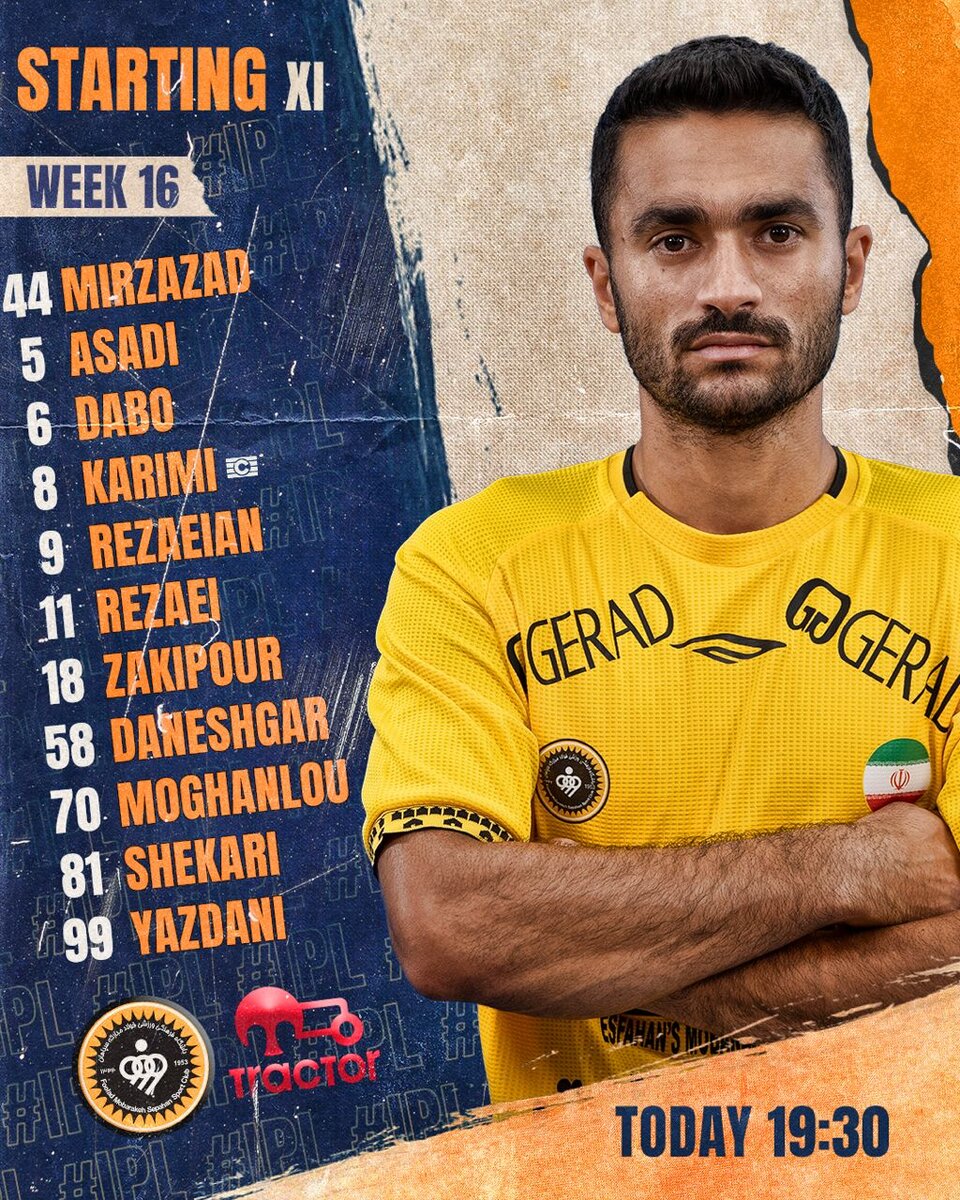 اعلام ترکیب سپاهان برای دیدار معوقه با تراکتور