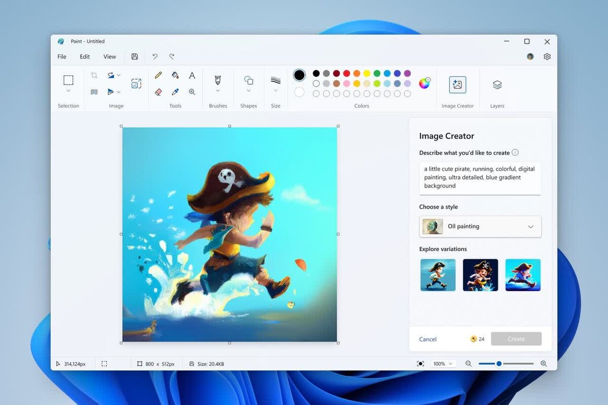 برنامه «Paint» ویندوز به هوش مصنوعی مجهز می‌شود