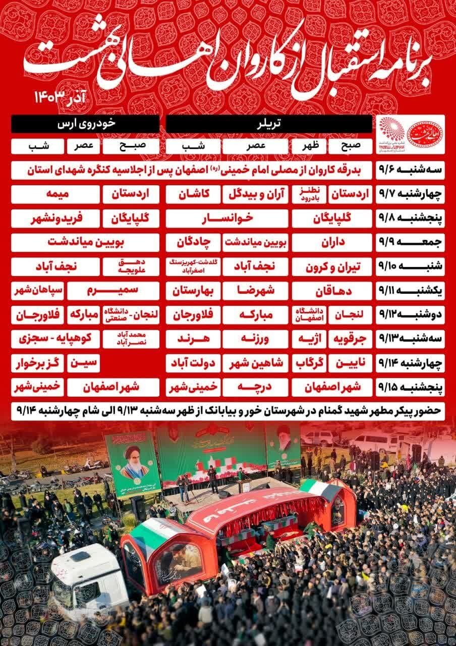 برنامه مراسم تشییع شهدای گمنام در شهرستانهای اصفهان اعلام شد