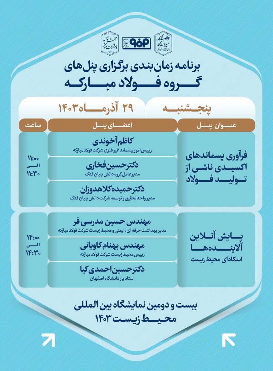 جزئیات پنل تخصصی فولاد مبارکه در دومین روز از بیست و دومین نمایشگاه محیط زیست