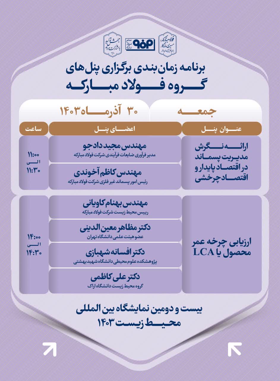 جزئیات پنل تخصصی فولاد مبارکه در سومین روز از بیست و دومین نمایشگاه محیط زیست