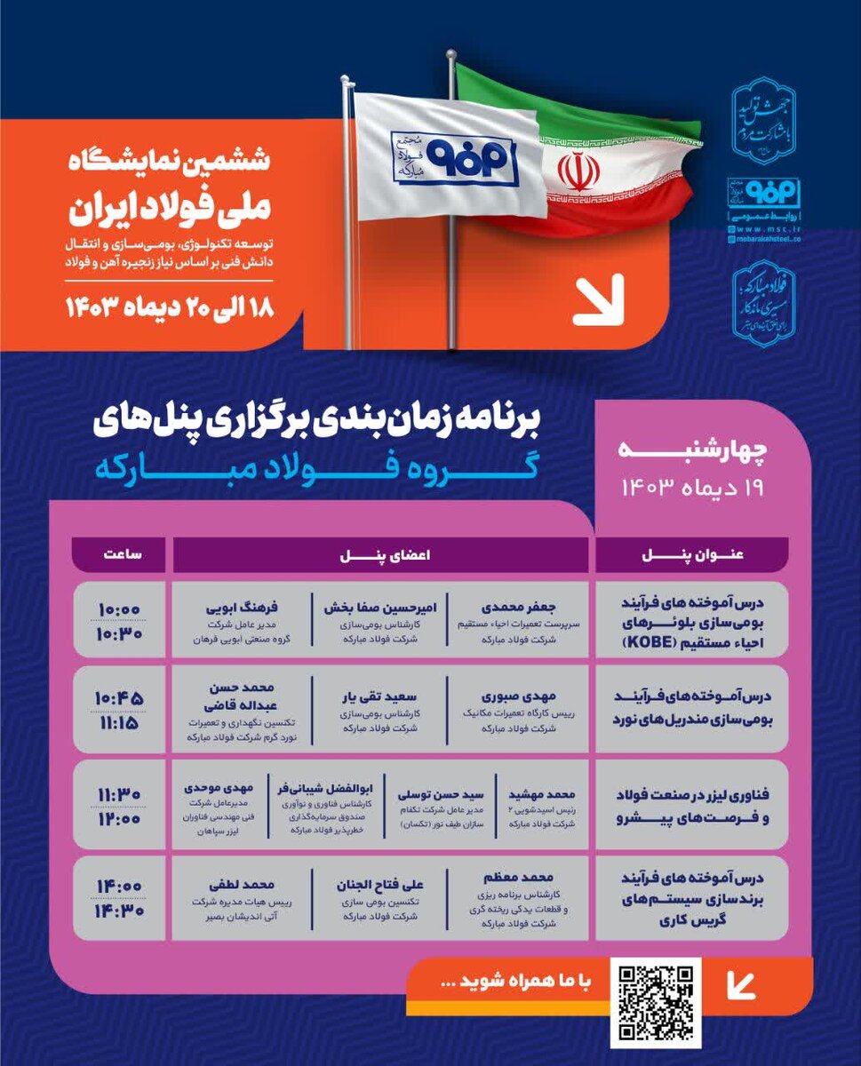 ۴ پنل تخصصی در دومین روز ششمین نمایشگاه ملی فولاد ایران برگزار میشود