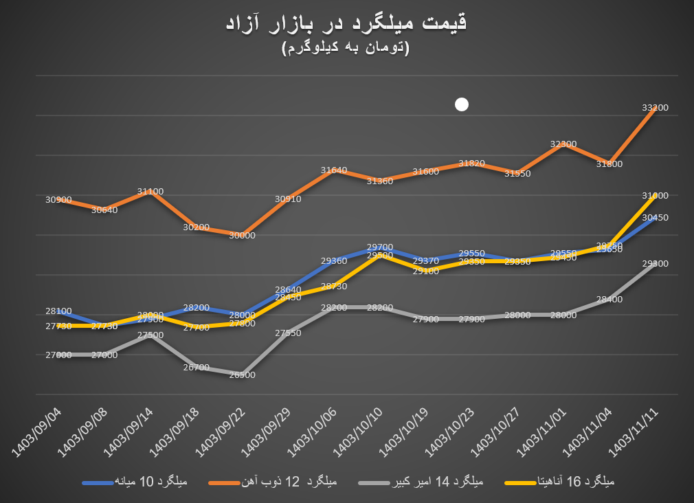 افزایش قیمت آهنآلات در اواسط بهمن ماه / تثبیت قیمت میلگرد در کانال کیلویی ۳۰ هزار تومان