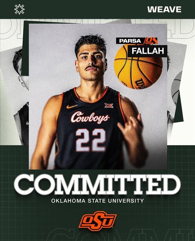 پارسا فلاح به تیم بسکتبال کالج اوکلاهما استیت پیوست